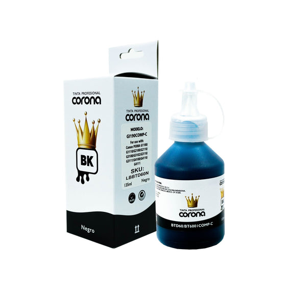 Tinta Corona Compatible Con Brother BTD60/BT6001/BT5001 Negro 108ml