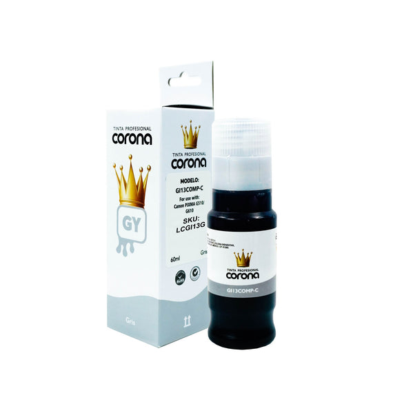 Tinta Corona Compatible Con Canon GI13 Gris 60ml
