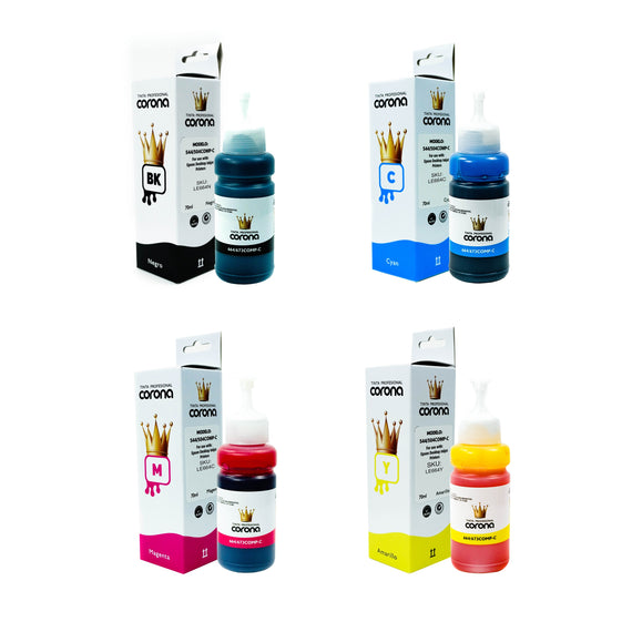 PACK 4 Tinta Corona Universal Compatible Con 664/673/GI190/BTD60/BT6001 CMYK 100ml