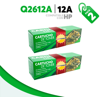 2 Pza Tóner 12A Compatible con HP Q2612A