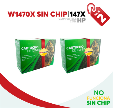 2 Pza Tóner 147X Sin Chip Compatible con HP W1470X