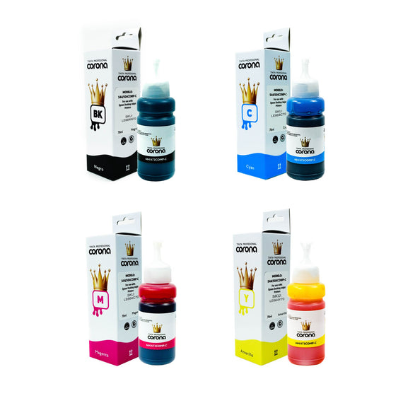 Pack 4 Tinta Corona Compatible Con Epson 673 CMYK 70ml