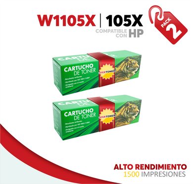 2 Pza Tóner 105X Alto Rendimiento Compatible con HP W1105X