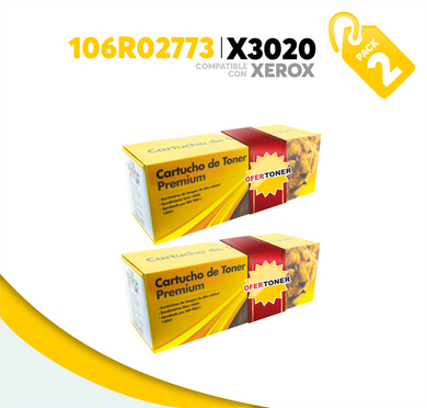 2 Pza Tóner X3020 Compatible con Xerox 106R02773