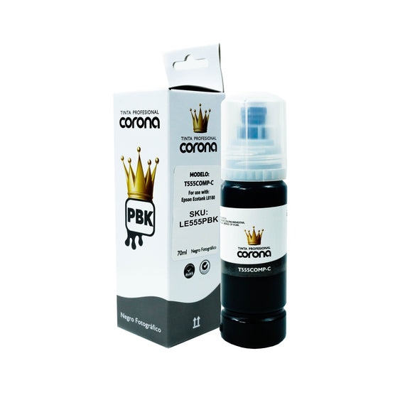 Tinta Corona Compatible Con Epson 555 Photo Negro 70ml