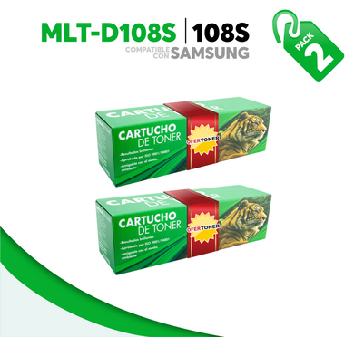 2 Pza Tóner 108S Compatible con Samsung MLT-D108S