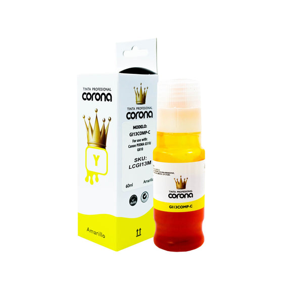 Tinta Corona Compatible Con Canon GI13 Amarillo 60ml