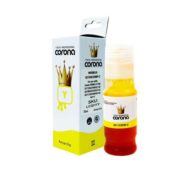 Tinta Corona Compatible Con Canon GI11 Amarillo 70ml