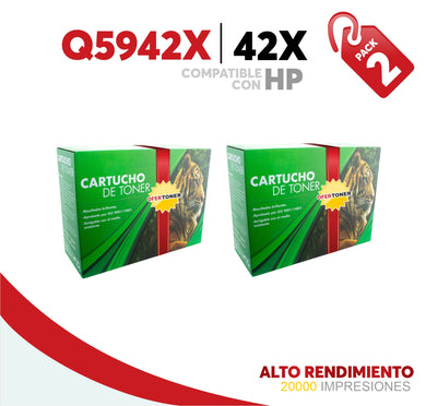 2 Pza Tóner 42X Alto Rendimiento Compatible con HP Q5942X