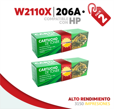 2 Pza Tóner 206X Alto Rendimiento Compatible con HP W2110X