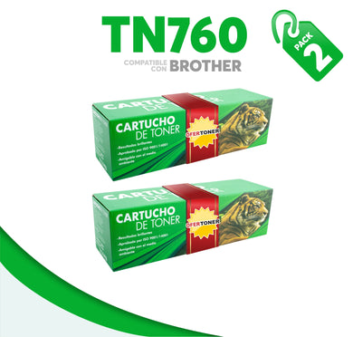 2 Pza Tóner TN760 Compatible con Brother