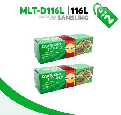 2 Pza Tóner 116L Compatible con Samsung MLT-D116L