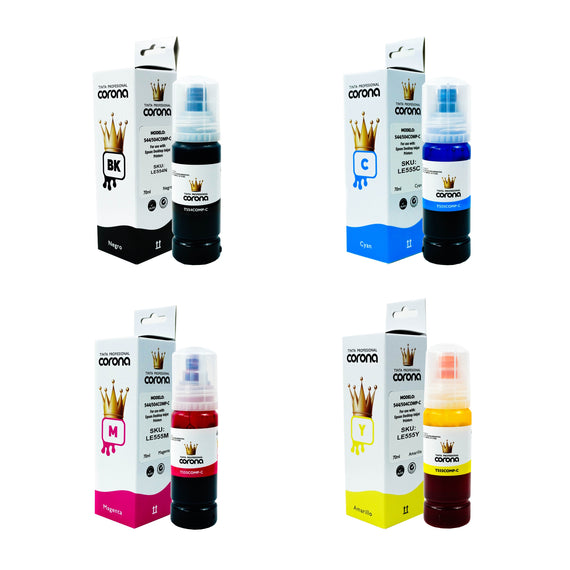 Pack 4 Tintas Corona Compatible con Epson 555 CYMK 70ml