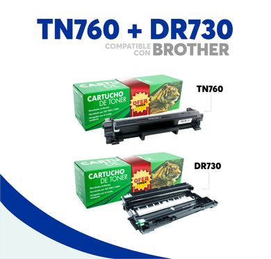 Pack Tóner TN760 Y Tambor DR730 Compatible Con Brother