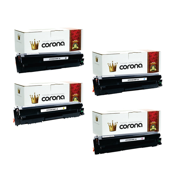 Pack Toner Color 204A CF510A / CF511A / CF512A / CF513A Corona Compatible con HP