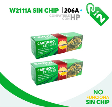 2 Pza Tóner 206A Sin Chip Compatible con HP W2111A