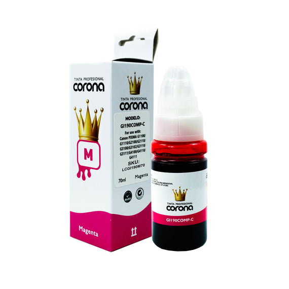 Tinta Corona Compatible Con Canon GI190 Magenta 70ml