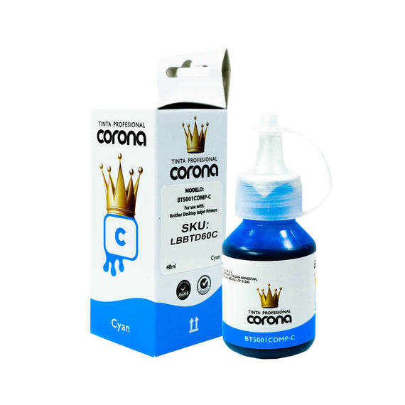 Tinta Corona Compatible Con Brother BTD60/BT6001/BT5001 Cian 48ml