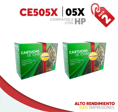 2 Pza Tóner 05X Alto Rendimiento Compatible con HP CE505X