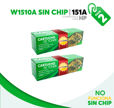 2 Pza Tóner 151A Sin Chip Compatible con HP W1510A