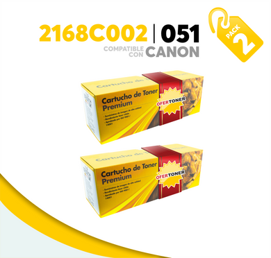 2 Pza Tóner 051 Compatible con Canon 2168C002AA
