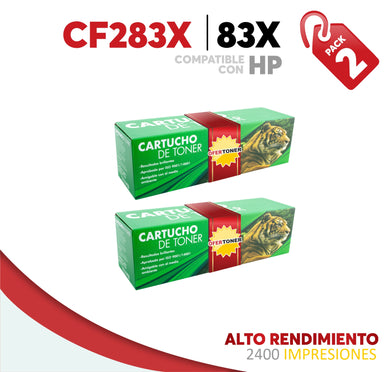 2 Pza Tóner 83X Alto Rendimiento Compatible con HP CF283X