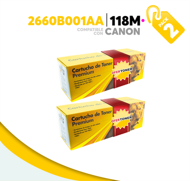 2 Pza Tóner 118M Compatible con Canon 2660B001AA