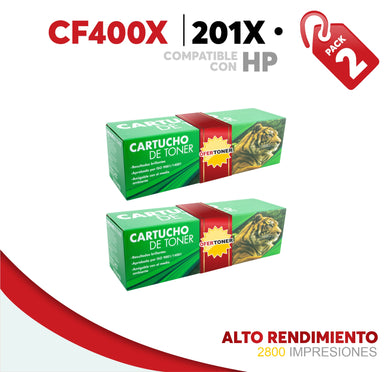 2 Pza Tóner 201X Alto Rendimiento Compatible con HP CF400X