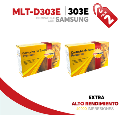 2 Pza Tóner 303E Extra Alto Rendimiento Compatible con Samsung MLT-D303E