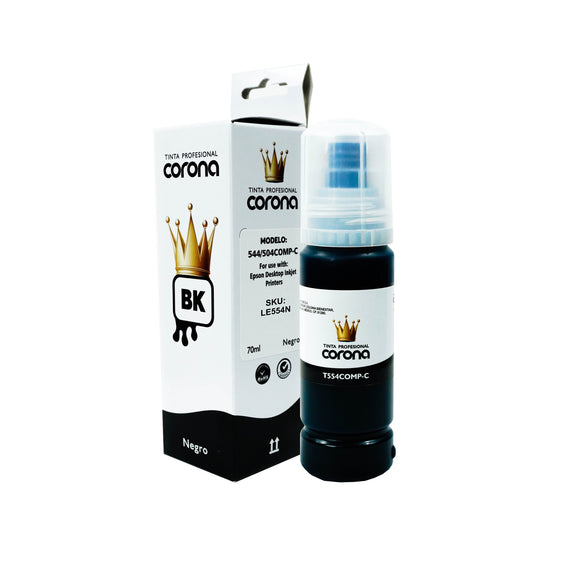 Tinta Corona Compatible Con Epson 554 Negro 70ml