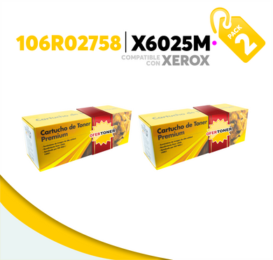 2 Pza Tóner X6025M Compatible con Xerox 106R02758