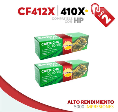 2 Pza Tóner 410X Alto Rendimiento Compatible con HP CF412X