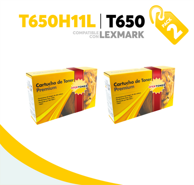 2 Pza Tóner T650 Alto Rendimiento Compatible con Lexmark T650H11L