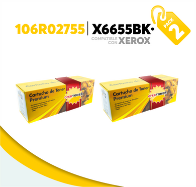 2 Pza Tóner X6655BK Compatible con Xerox 106R02755