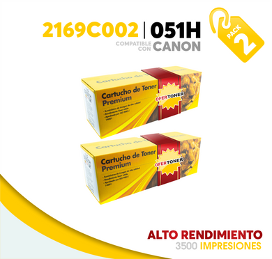 2 Pza Tóner 051H Compatible con Canon 2169C002AA
