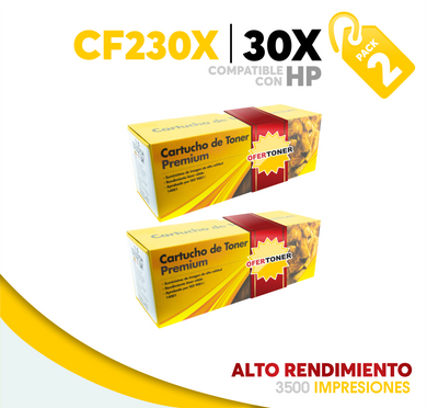 2 Pza Tóner 30X Alto Rendimiento Compatible con HP CF230X