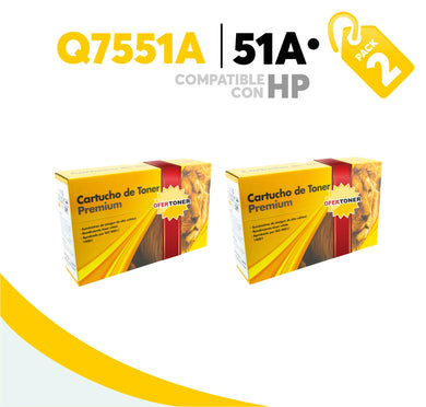 2 Pza Tóner 51A Compatible con HP Q7551A