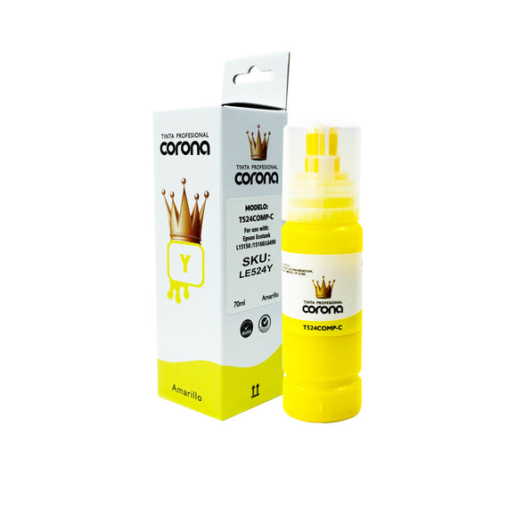 Tinta Corona Compatible Con Epson 524 Amarillo 70ml