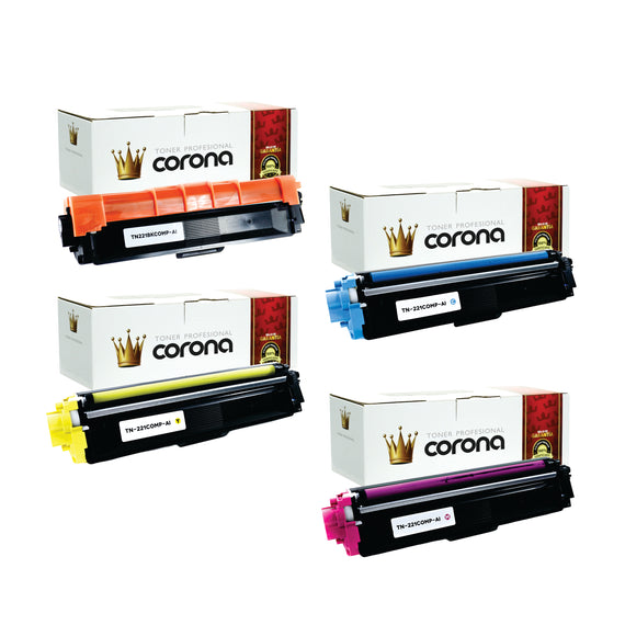 Pack Toner Color 221 TN221N / TN221C / TN221Y / TN221M Corona Compatible con BROTHER