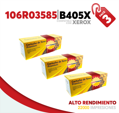3 Pza Tóner B405X Alto Rendimiento Compatible con Xerox 106R03585