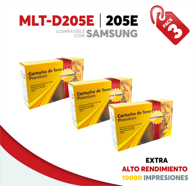 3 Pza Tóner 205E Extra Alto Rendimiento Compatible con Samsung MLT-D205E