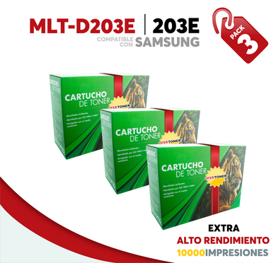 3 Pza Tóner 203E Extra Alto Rendimiento Compatible con Samsung MLT-D203E