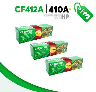 3 Pza Tóner 410A Compatible con HP CF412A