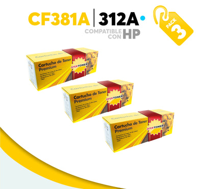 3 Pza Tóner 312A Compatible con HP CF381A