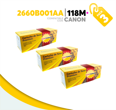 3 Pza Tóner 118M Compatible con Canon 2660B001AA