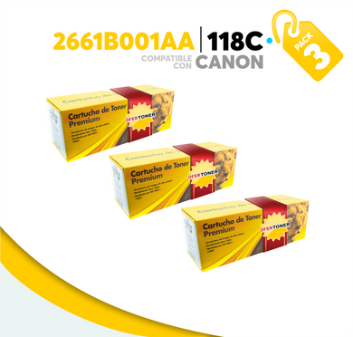 3 Pza Tóner 118C Compatible con Canon 2661B001AA