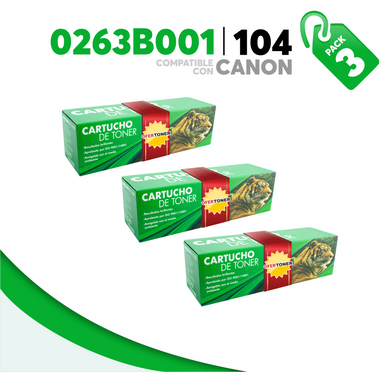 3 Pza Tóner 104 Compatible con Canon 0263B001AA