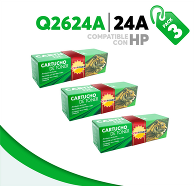 3 Pza Tóner 24A Compatible con HP Q2624A