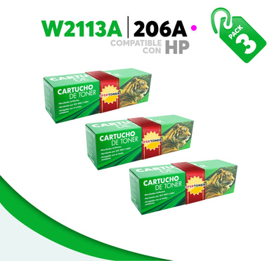 3 Pza Tóner 206A Compatible con HP W2113A