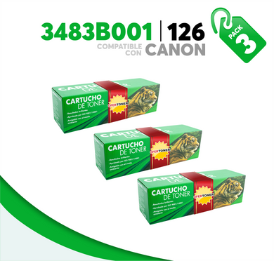 3 Pza Tóner 126 Compatible con Canon 3483B001